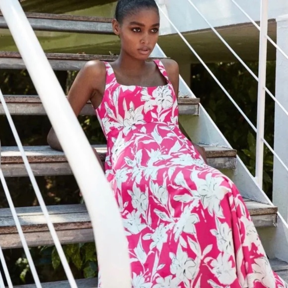 Zara Poplin Pink & White Floral Dress XS - Picture 1 of 6